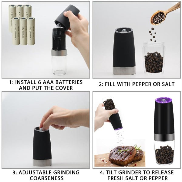 Electric Gravity Sensor Automatic Salt Pepper Grinder Kitchen Tools