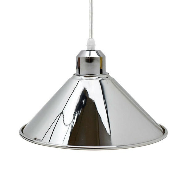 Modern Industrial Chrome 3 Way Ceiling Pendant Light Metal Cone Shape