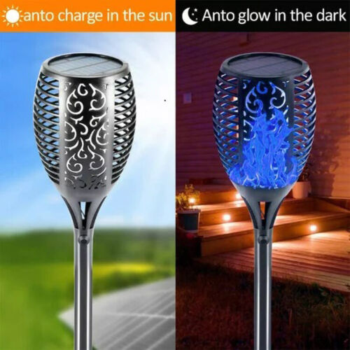 4Pcs Solar Halloween Light Flame Torch Lamp 33 LED Waterproof for