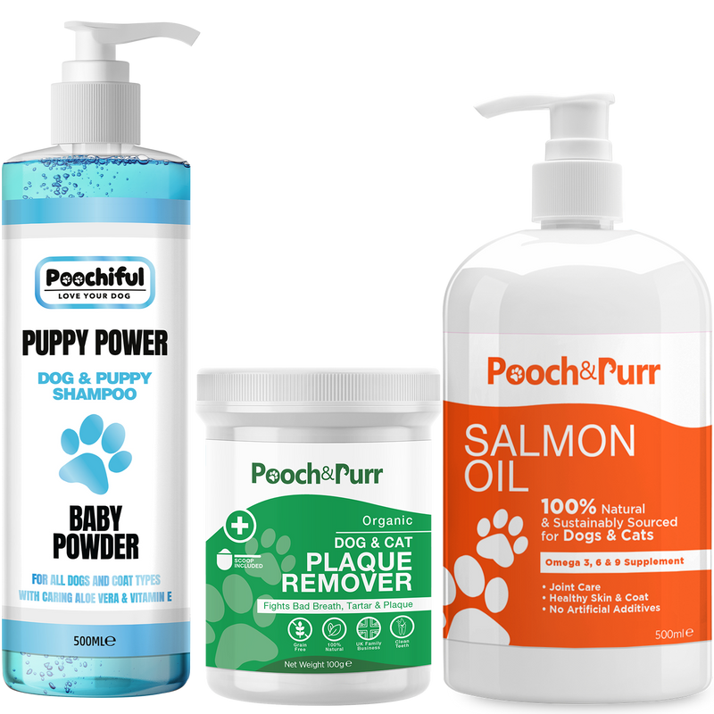 Puppy Power 500ml + Pooch And Purr Salmon Oil 500ml + Plaque Powder