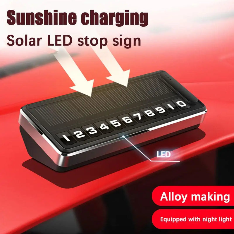 Solar Car Phone Number Plate Led Lighting Temporary Parking Card