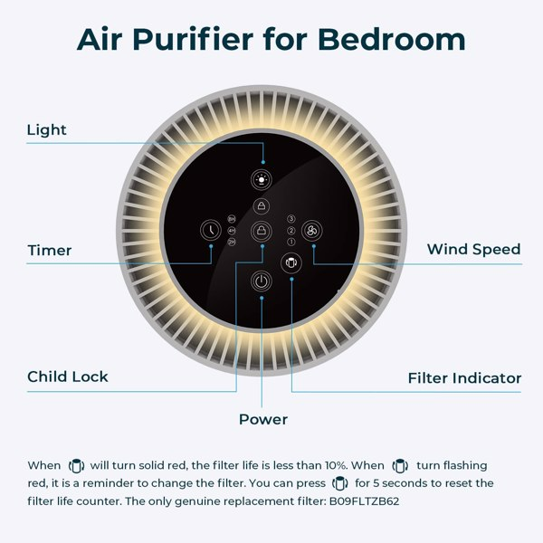 Air Purifiers for Home with Adjustable Night Light
